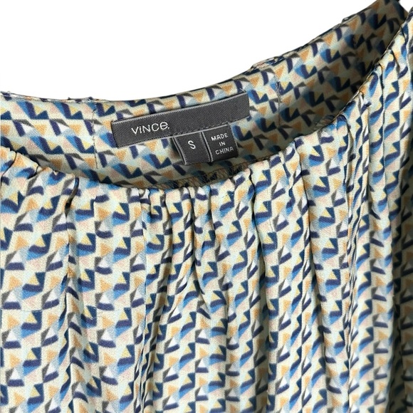 VINCE MAXI 100% SILK DRESS STAR PRINT BORDER CHARCOAL SPAGHETTI STRAP SZ S - Picture 5 of 9